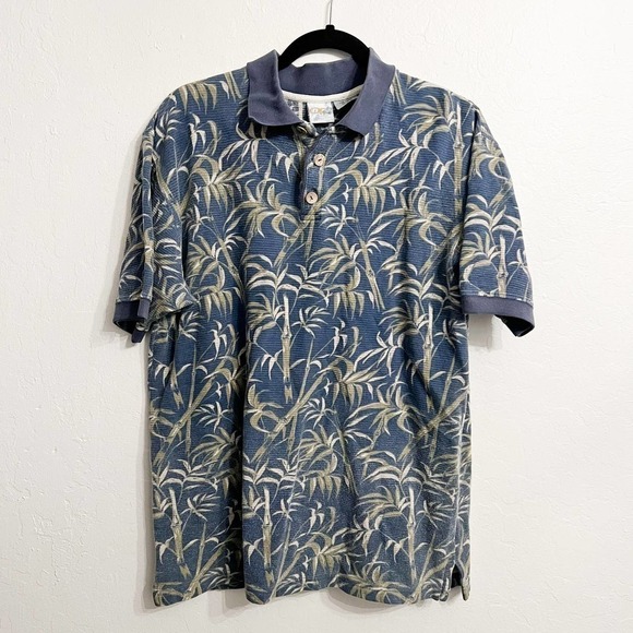 VINTAGE OP Ocean Pacific Blue Polo Bamboo Cotton Retro Medium - Picture 1 of 5